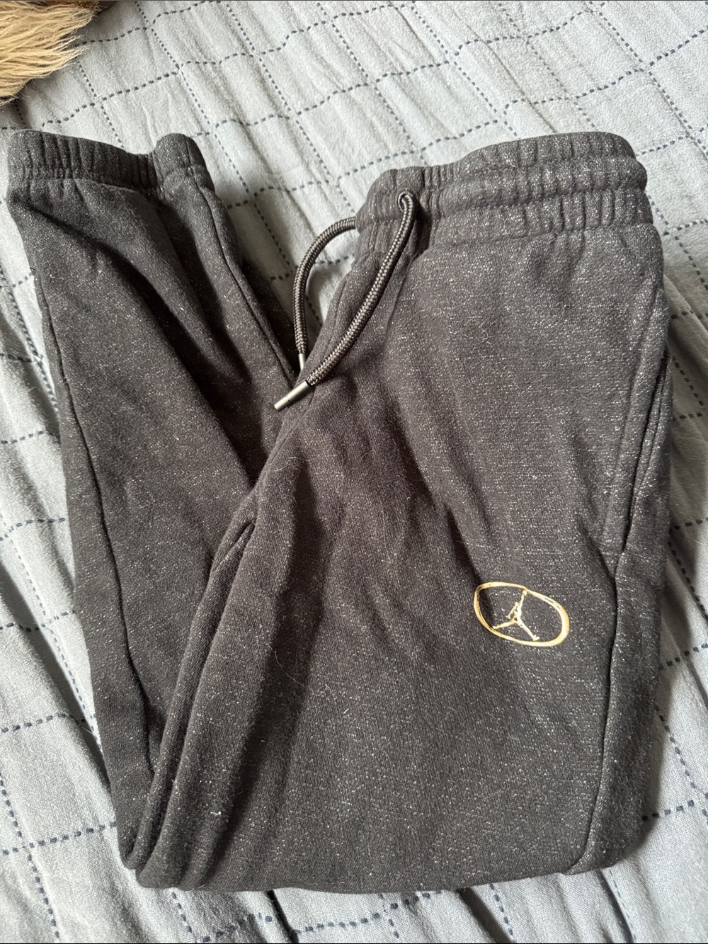 Kids Black Sweatpants with Gold Logo -Jordan  Style